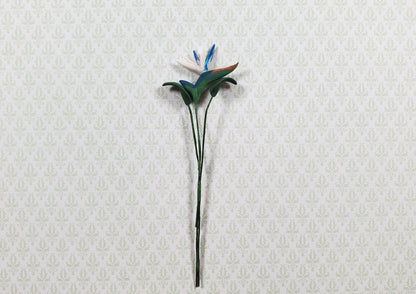 Dollhouse White Bird of Paradise Single Stem with Foliage 1:12 Scale Miniature