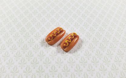 Dollhouse Hot Dogs with Mustard Set of 2 1:12 Scale Miniature Food Kitchen
