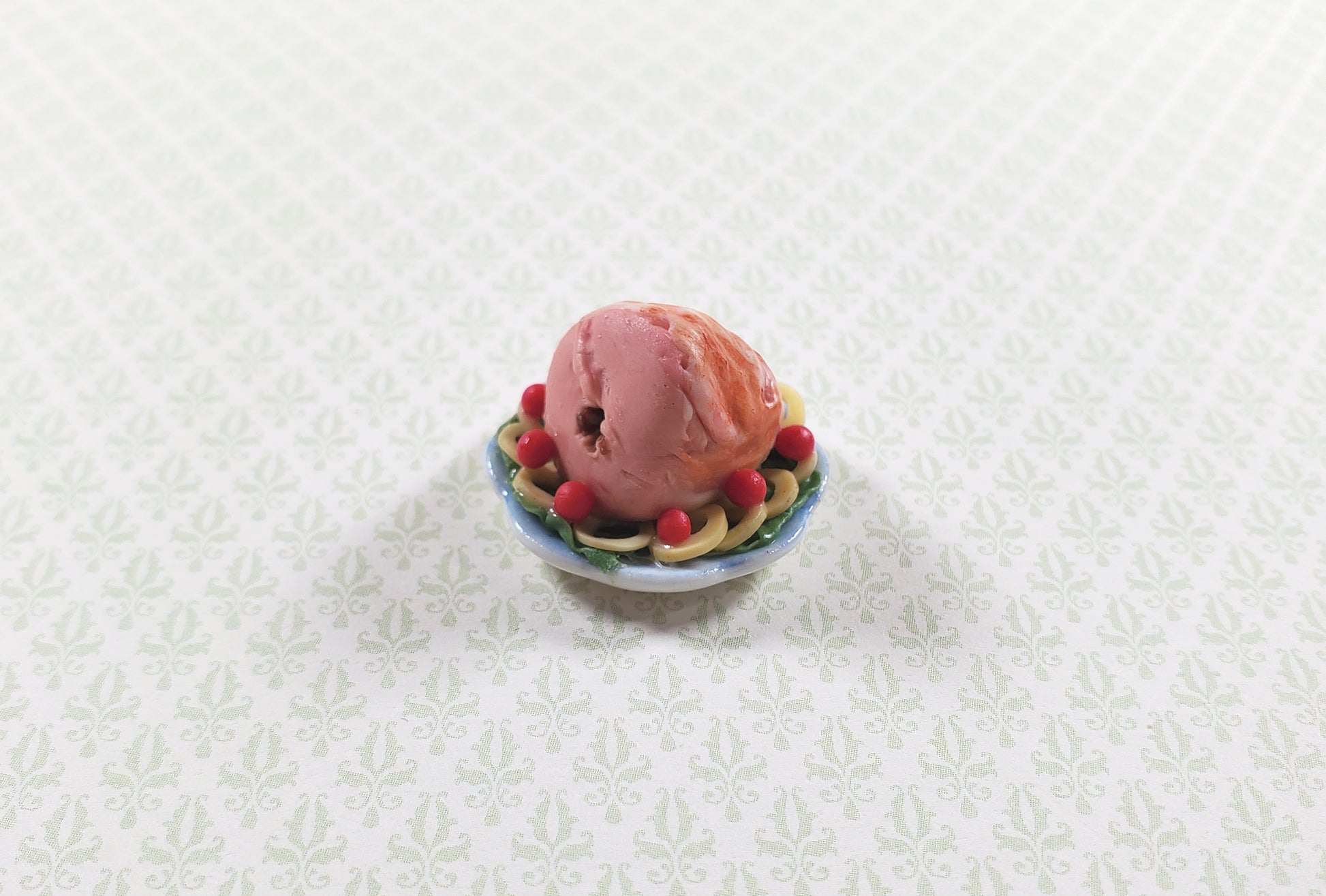 Dollhouse Bone-in Ham with Pineapple Garnish 1:12 Scale Miniature Food Kitchen