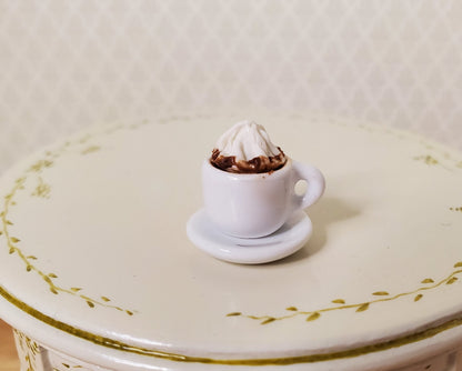 Dollhouse Miniature Hot Cocoa or Coffee Mug Large with Whip Cream 1:12 Scale Food