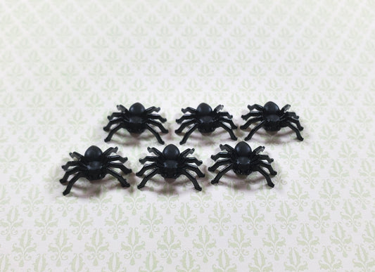 Dollhouse 1:6 Scale Black Spiders Halloween Set of 6 Miniatures