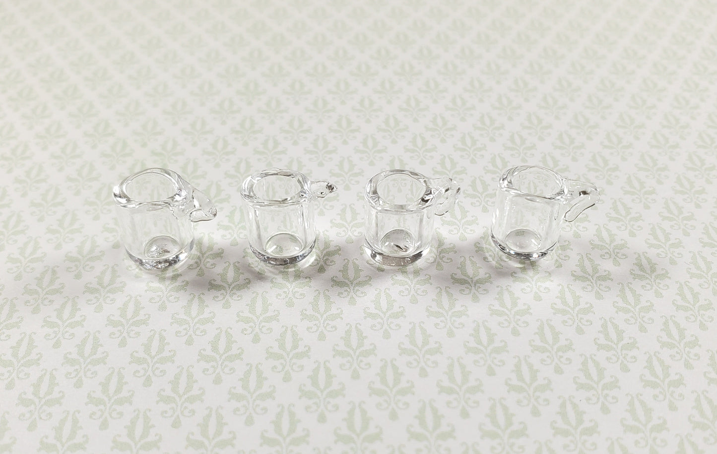 Dollhouse Clear Glass Mugs with Handle Set of 4 1:12 Scale Miniature Kitchen