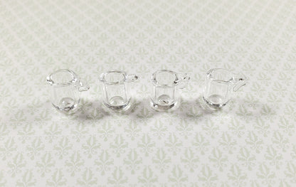 Dollhouse Clear Glass Mugs with Handle Set of 4 1:12 Scale Miniature Kitchen