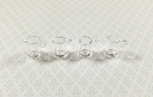Dollhouse Clear Glass Mugs with Handle Set of 4 1:12 Scale Miniature Kitchen