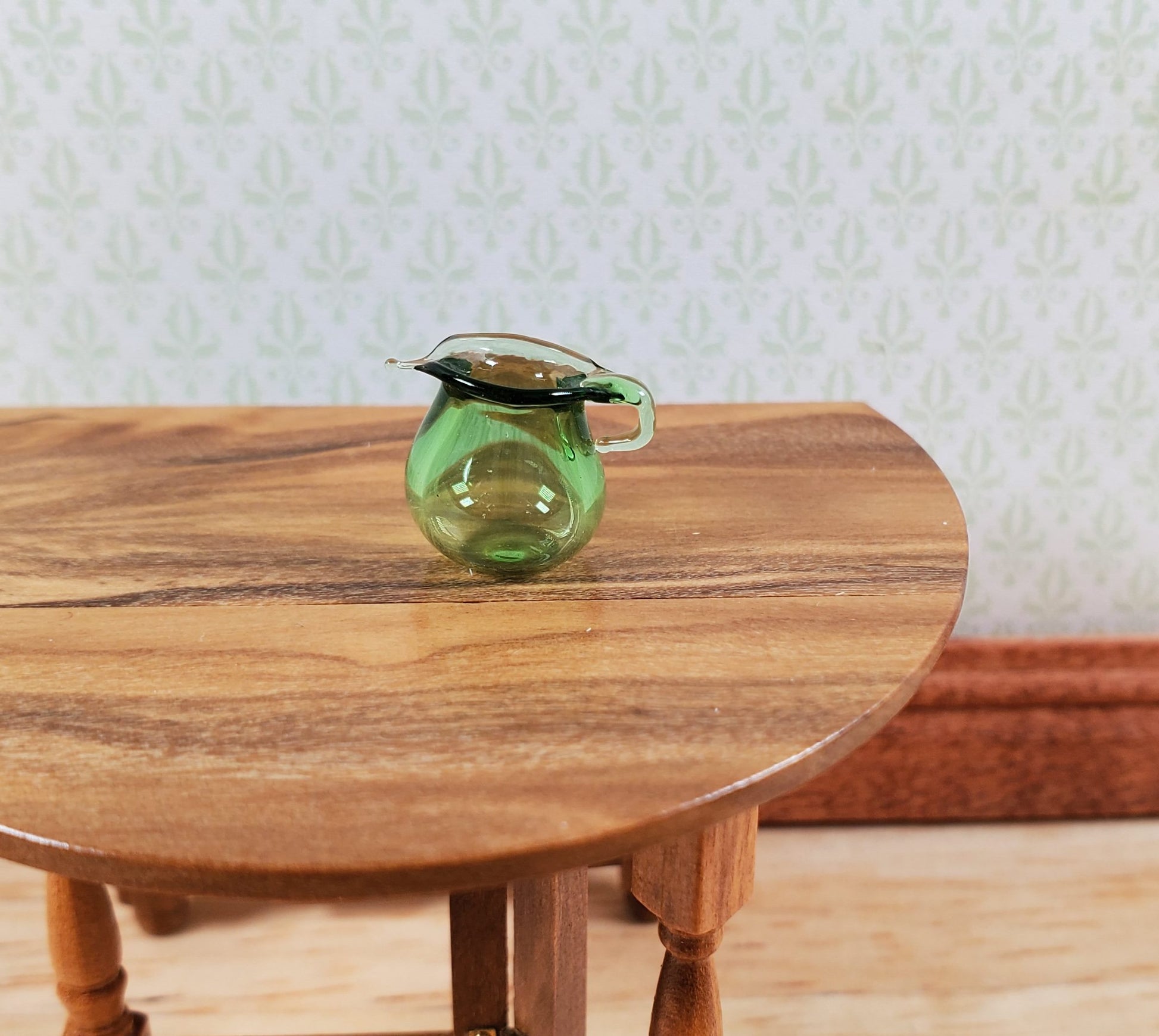 Dollhouse HALF SCALE Small Green Glass Pitcher 1:24 Miniature Kitchen