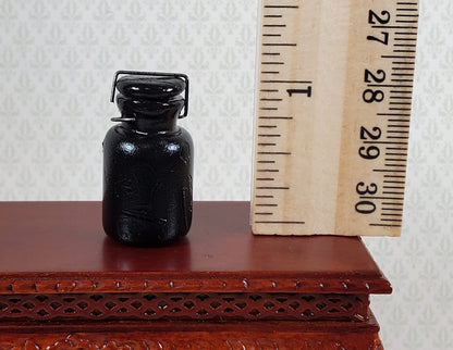 Dollhouse Jar Large Black Glass with Removable Lid 1:6 Scale Miniature