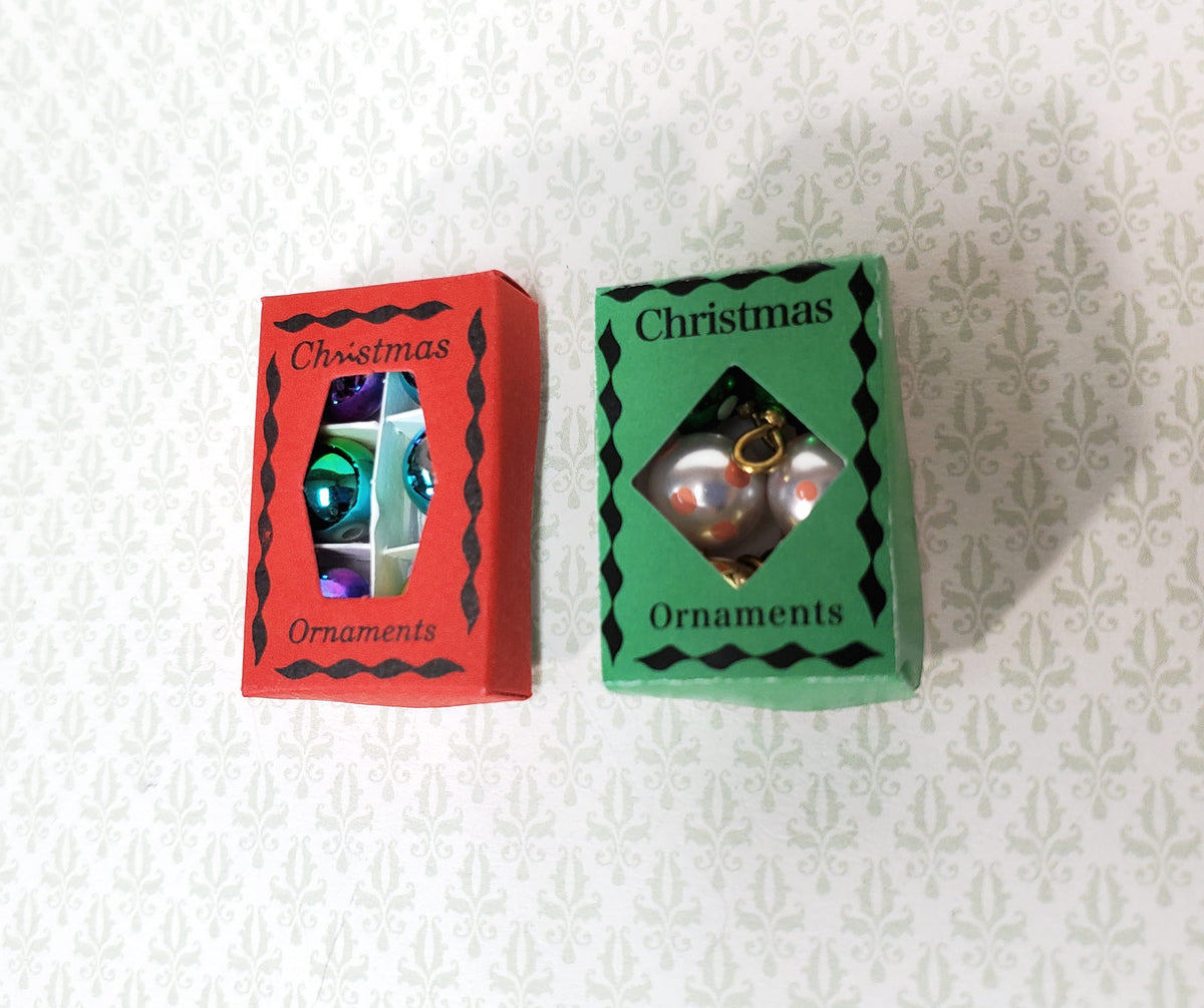 Miniature Christmas Ornaments 2 Box Set Tiny Bulbs 1:12 Scale Dollhouse Decor