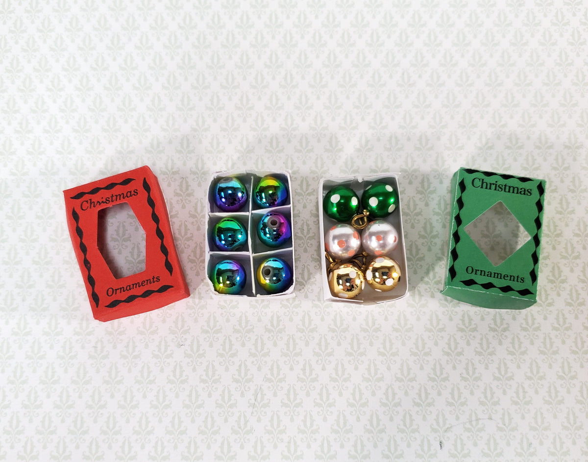 Miniature Christmas Ornaments 2 Box Set Tiny Bulbs 1:12 Scale Dollhouse Decor