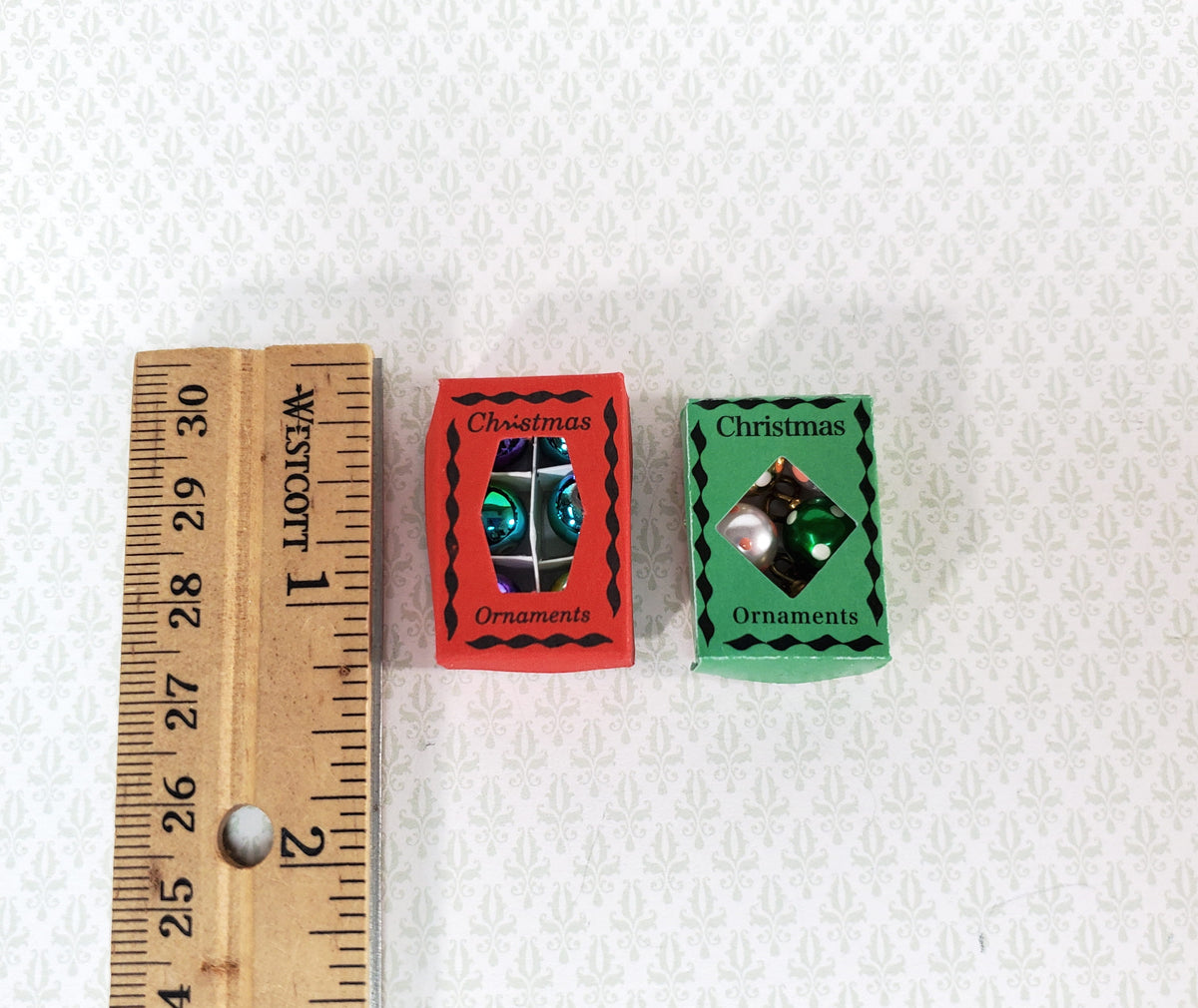 Miniature Christmas Ornaments 2 Box Set Tiny Bulbs 1:12 Scale Dollhouse Decor