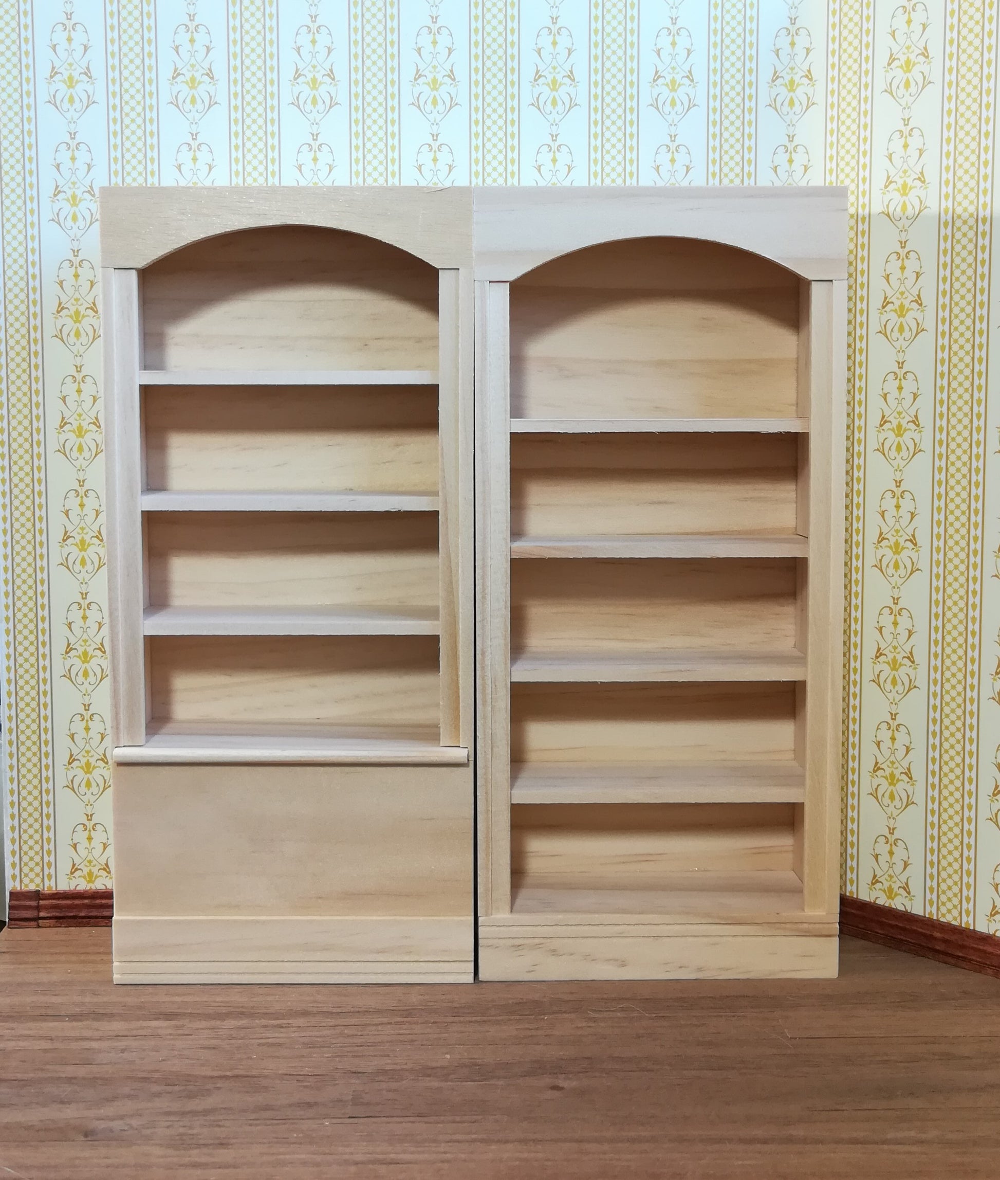 Dollhouse Bookcase Bookshelf 5 Shelf 1:12 Scale Miniature Unpainted Wood