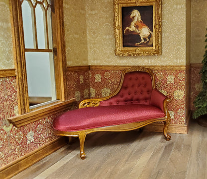 JBM Dollhouse Chase Lounge Sofa Louis XV Style 1:12 Miniature Furniture Couch