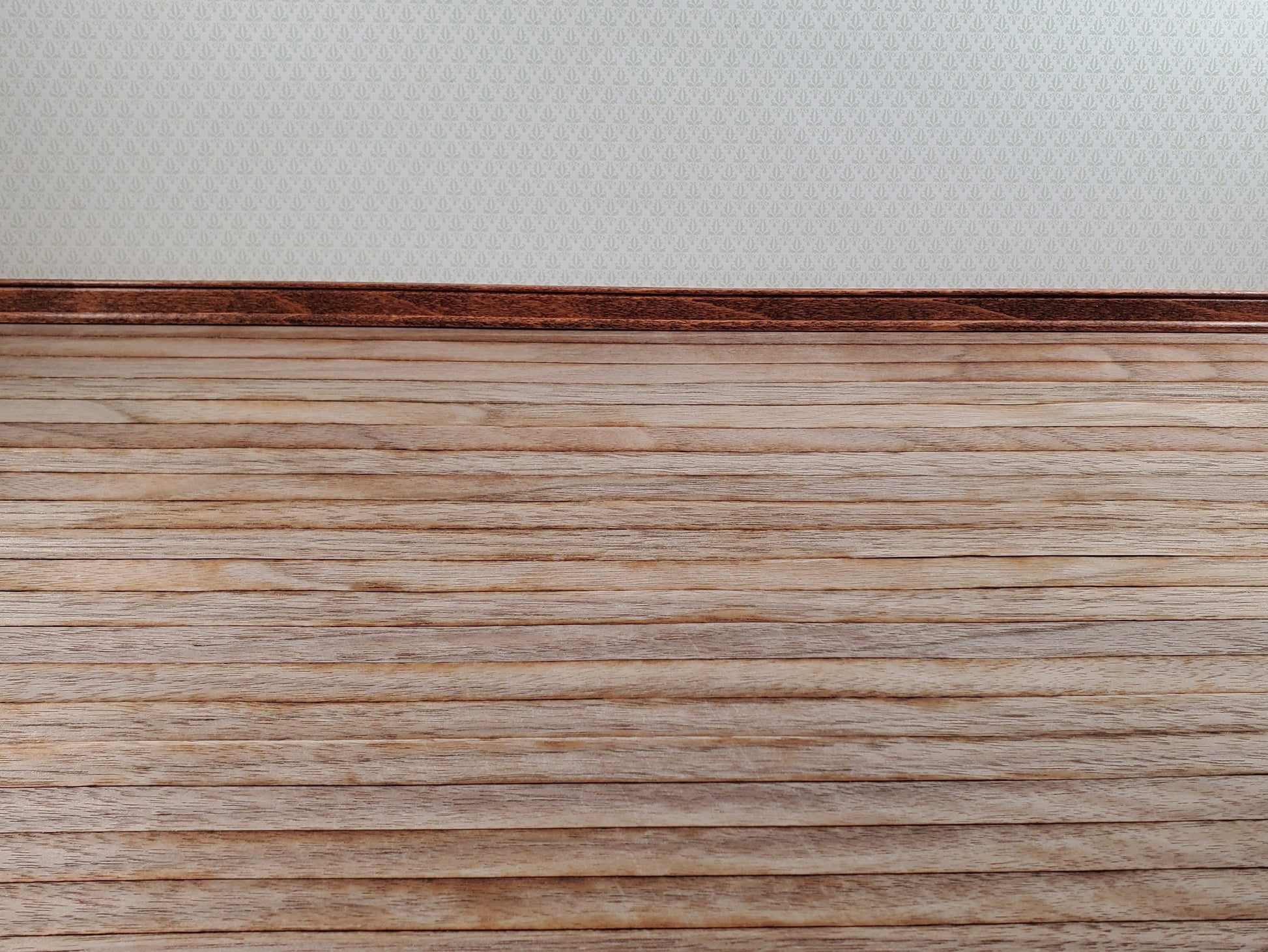 Dollhouse Wood Floor Weathered Dark Wide Planks 1:12 Scale 17" x 11" Flooring