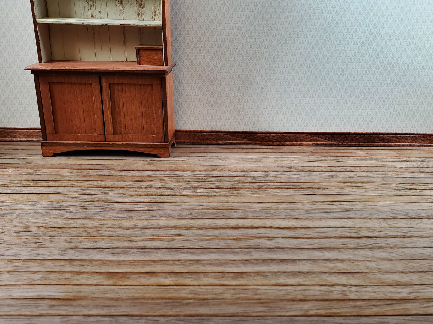Dollhouse Wood Floor Weathered Dark Wide Planks 1:12 Scale 17" x 11" Flooring