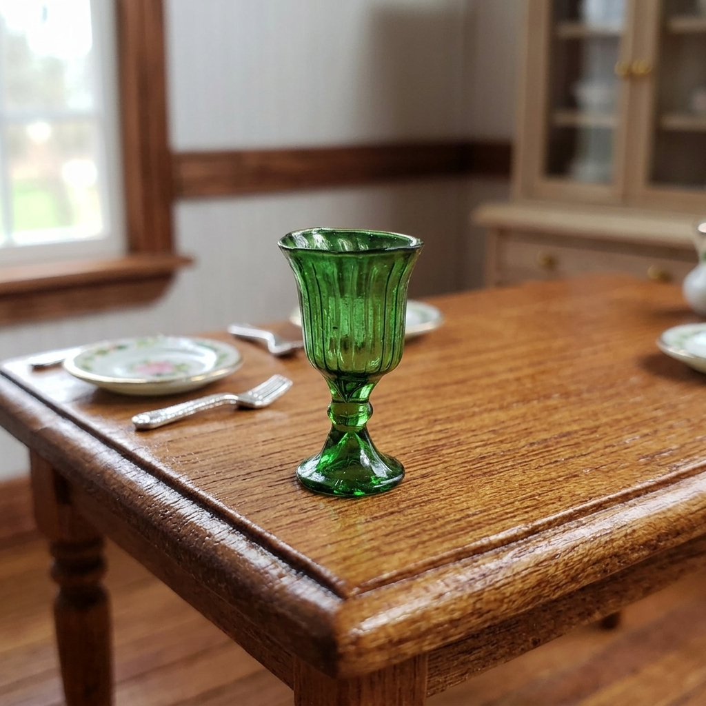 Dollhouse Fancy Green Water or Wine Glass 1:12 Scale Miniature
