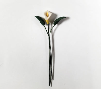 Dollhouse White Calla Lily Single Stem with Foliage 1:12 Scale Miniature