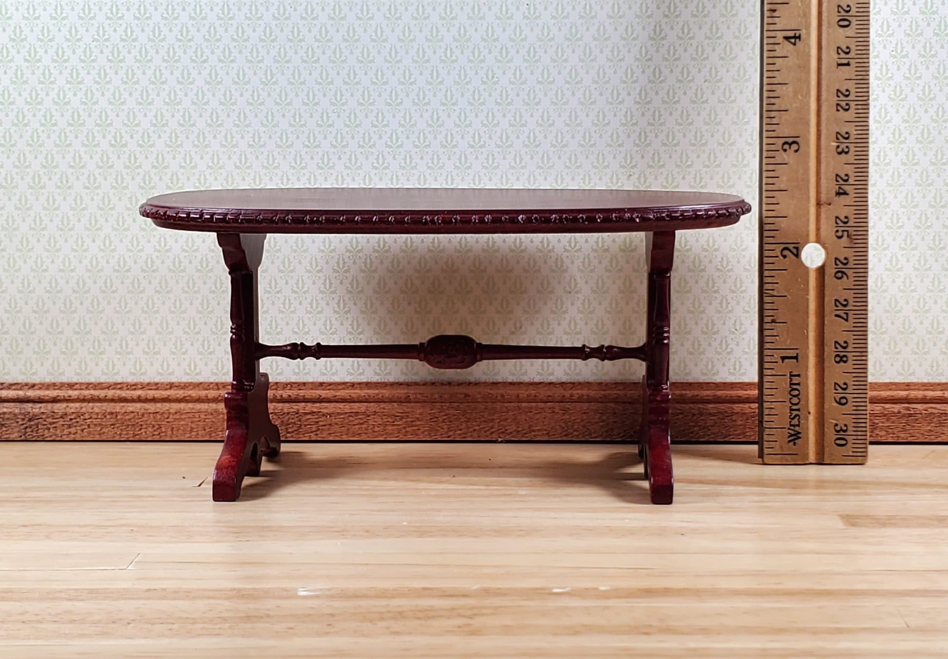 Dollhouse Oval Dining Table by Hansson Wood 1:12 Scale Miniature Mahogany Finish
