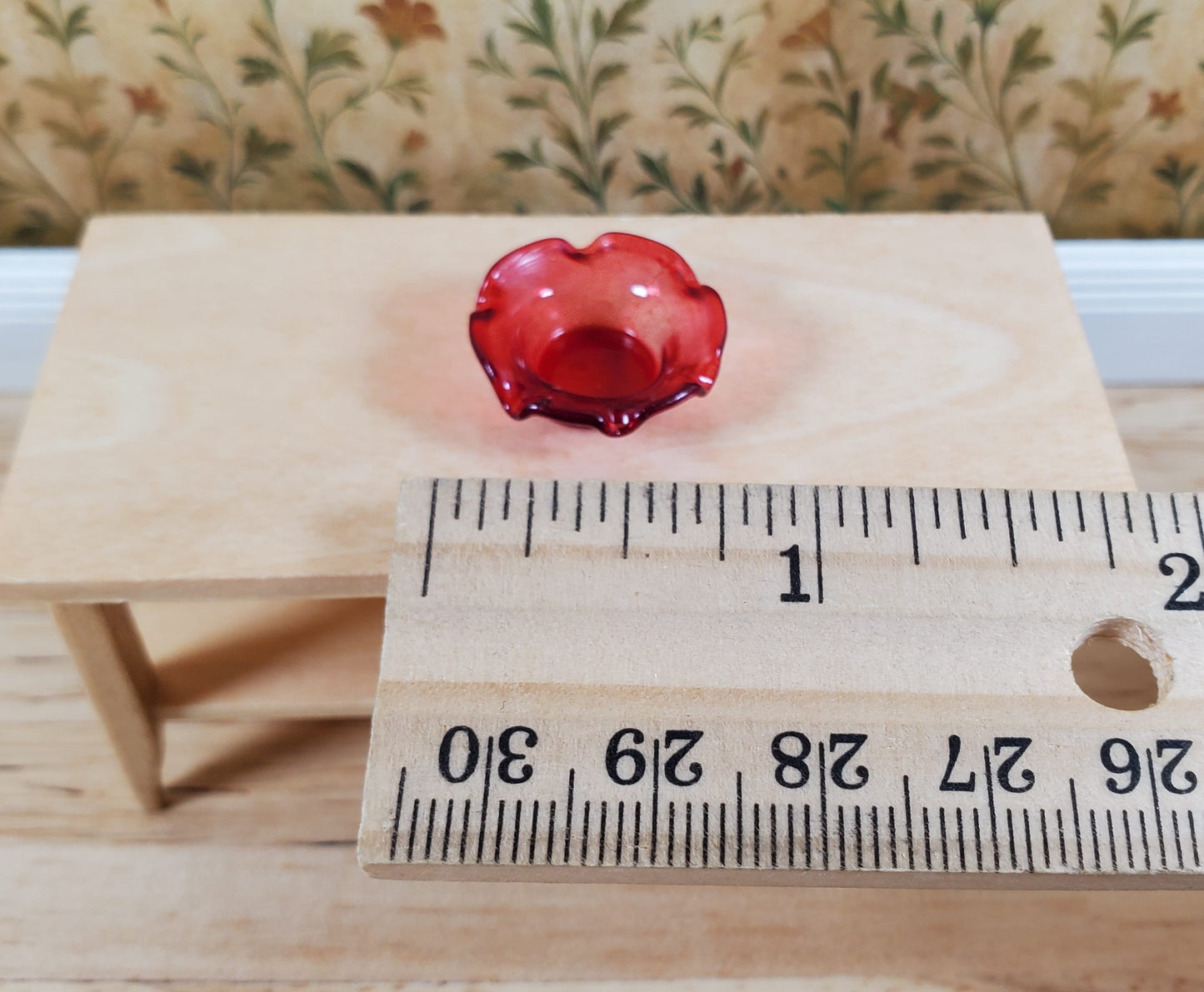 Dollhouse Red Glass Candy Dish or Serving Bowl 1:12 Scale Miniature