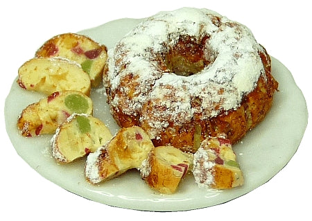 Dollhouse Sugar Powdered Fig Cake with Slices 1:12 Scale Miniature Dessert Food