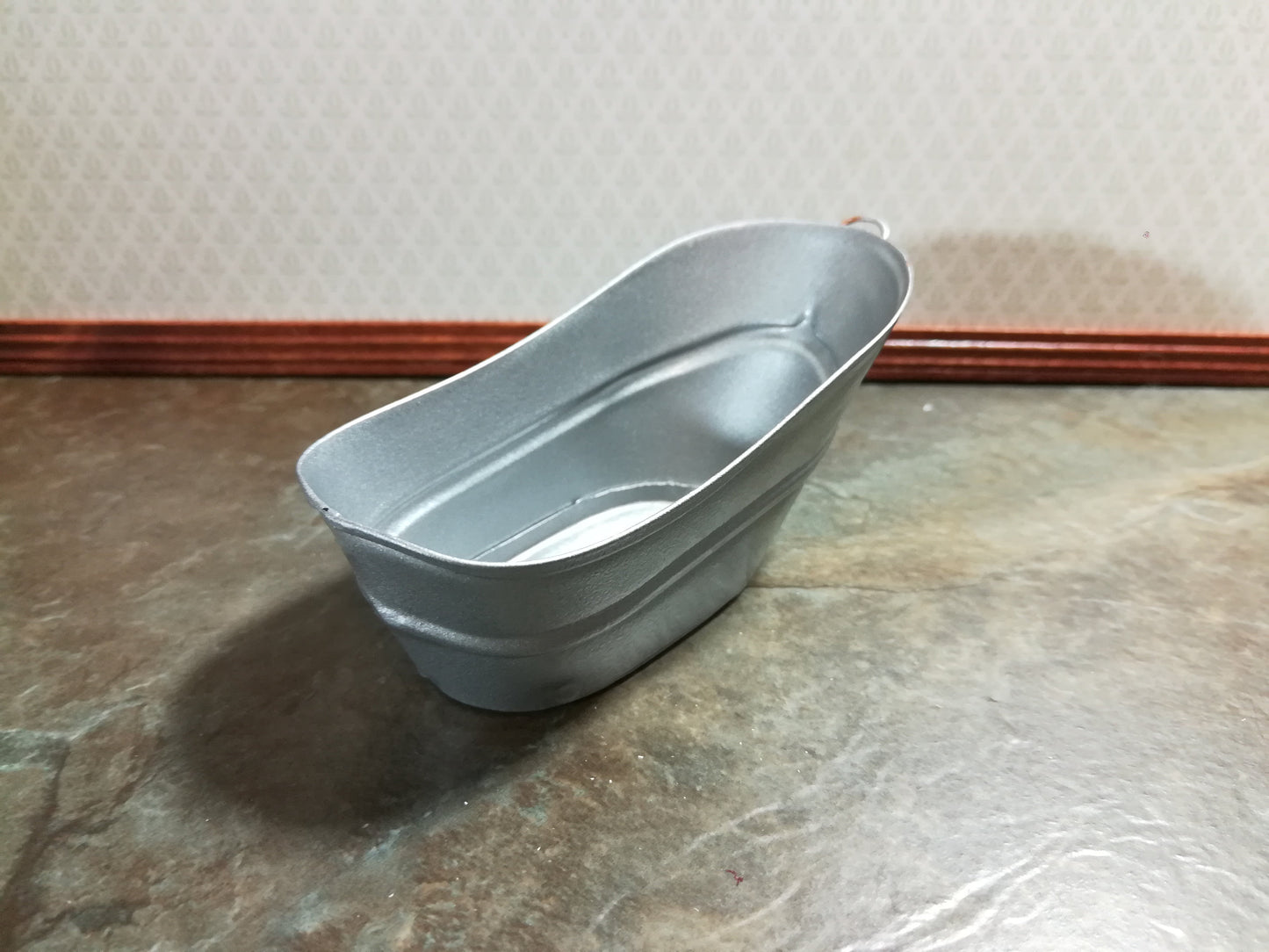 Dollhouse Tub "Galvanized" Small Metal 1:12 Scale Miniature Bathroom Hip Bath