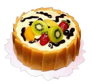 Dollhouse Fruit Topped Butter Cream Cake 1:12 Scale Miniature Food Bakery
