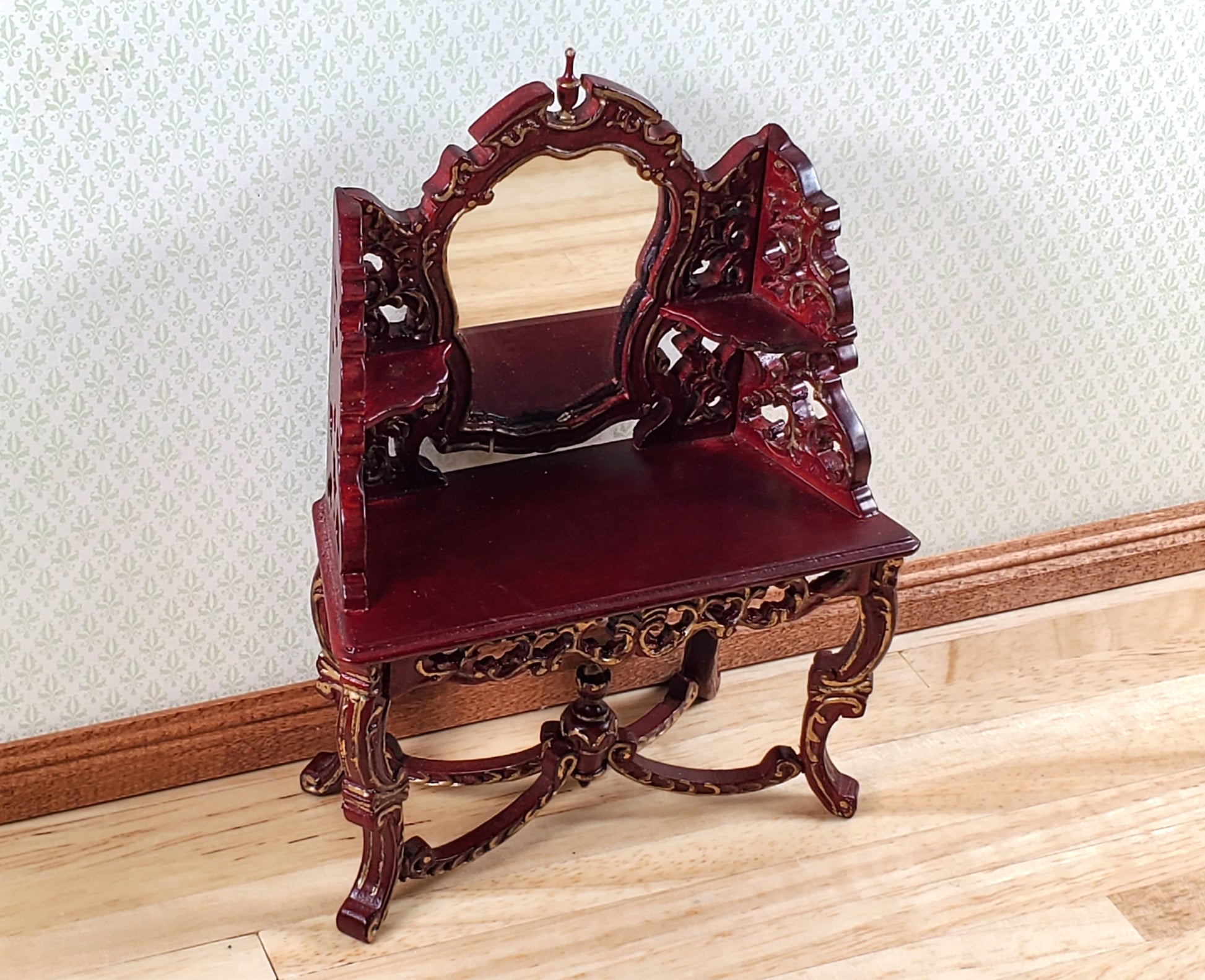 Dollhouse Vanity Dressing Table Mahogany Finish 1:12 Scale by Hansson Miniatures