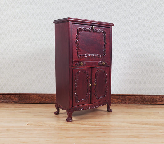 Dollhouse Secretary Writing Desk Mahogany Finish 1:12 Scale Miniature Furniture by Hansson Estate Piece