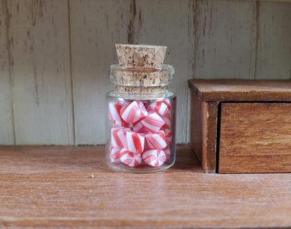 Dollhouse Treat Jar with Candy Cane Bits 1:12 Scale Miniature Christmas