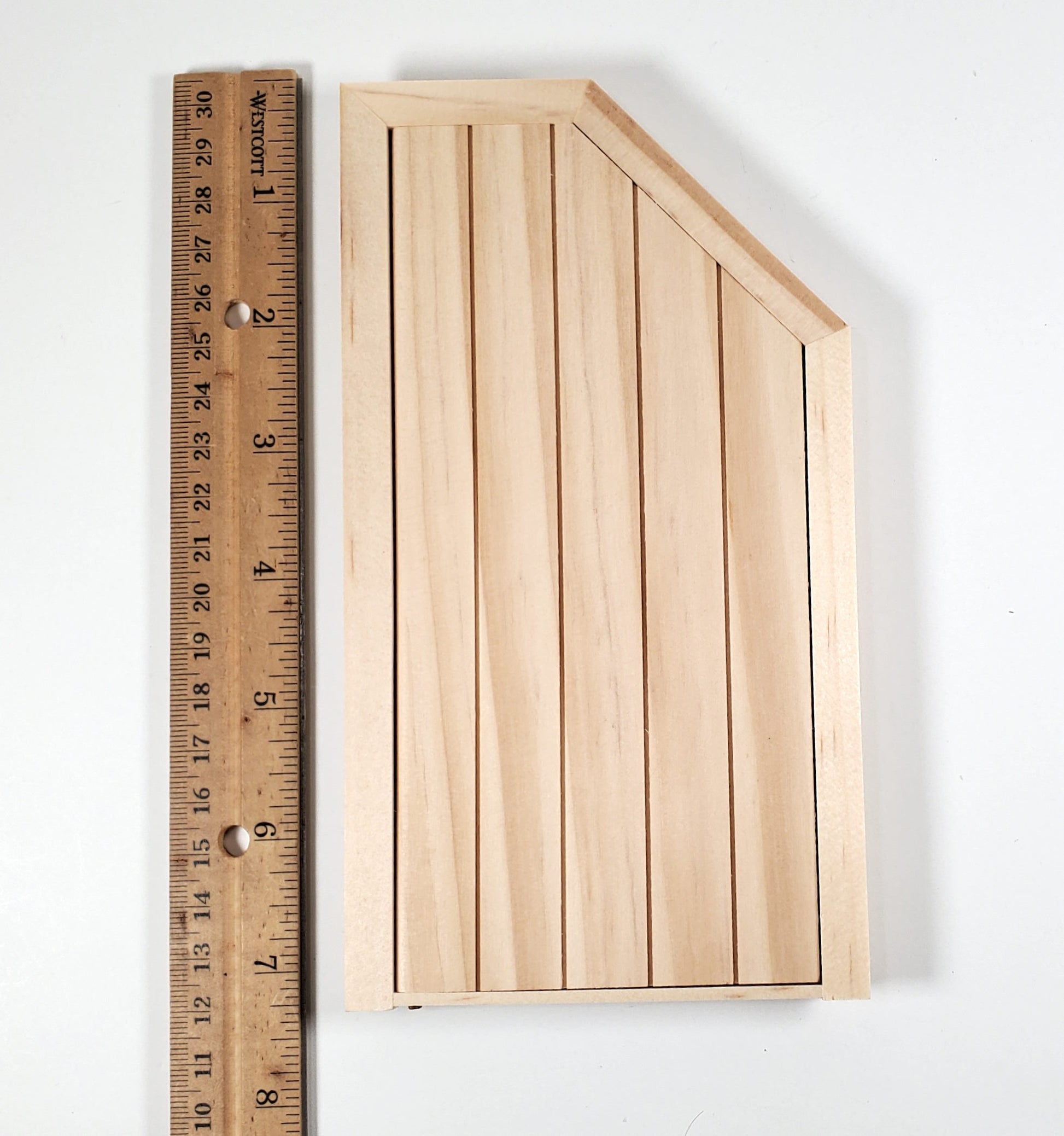 Dollhouse Attic Door Angled Top 1:12 Scale Miniature Unpainted Wood