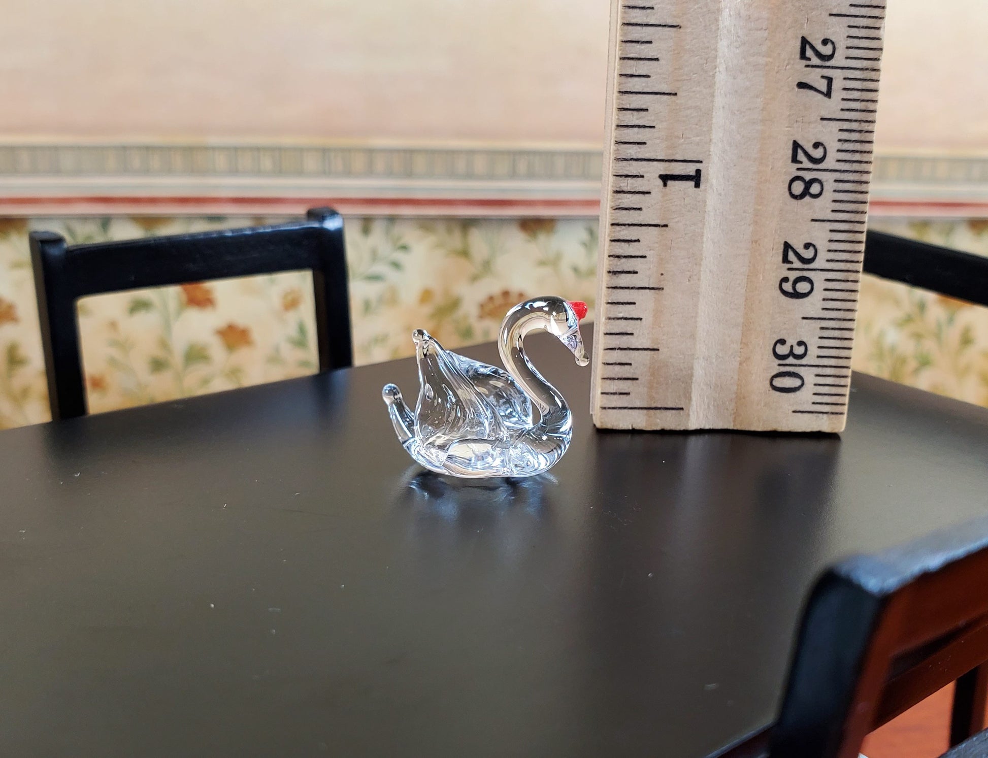 Dollhouse Miniature Glass Swan Centerpiece Sculpture 1:12 Scale Miniature