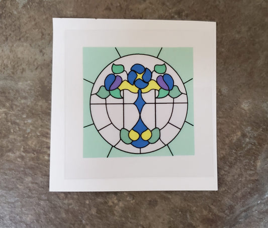 Dollhouse Simulated Stained Glass Window Insert Round 1:12 Scale Miniature SLIM20