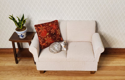 Dollhouse Miniature Pillow Red Christmas Poinsettias Handmade 1:12 Scale 1 1/2"