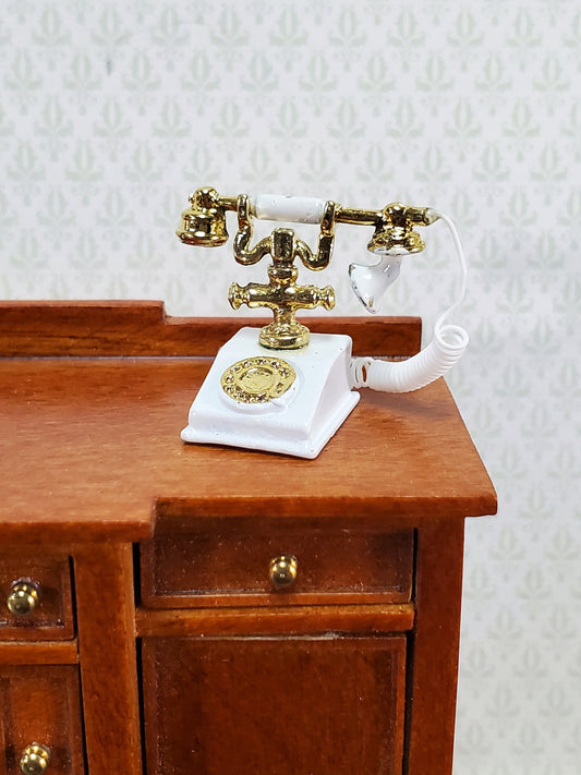 Dollhouse Telephone Vintage Style 1890s - 1920s White 1:12 Scale Miniature Phone