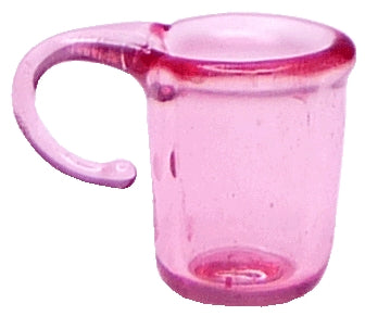 Dollhouse HALF SCALE Pink Glass Cups with Handles Set of 4 1:24 Miniature