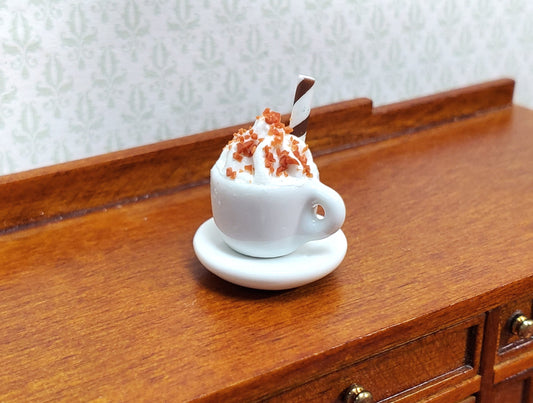 Dollhouse Hot Cocoa or Mocha Latte Coffee Mug Whipped Cream 1:12 Scale Miniature
