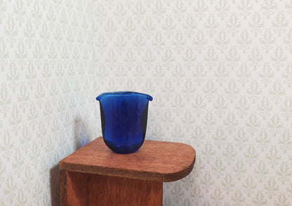 Dollhouse Crimped Narrow Vase Cobalt Blue Glass 1:12 Scale Miniature
