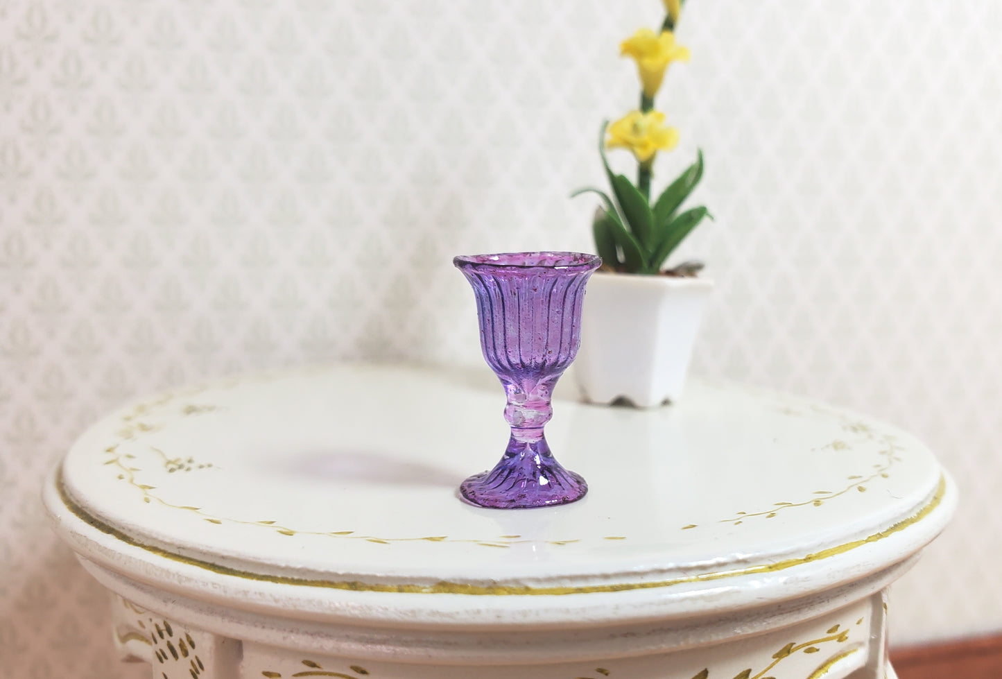 Dollhouse Purple Wine Glass 1:12 Scale Miniature Kitchen Drinks Dining