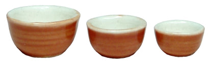 Dollhouse Nesting Mixing Bowls Orange White Set of 3 1:12 Scale Miniature Dishes