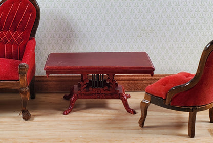 Dollhouse Vintage Coffee Table with Harp Detail 1:12 Scale by Hansson Miniatures