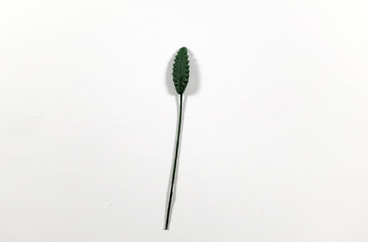 Dollhouse Green Leaves Long Stem Set of 10 Long Serrated 1:12 Scale Miniature