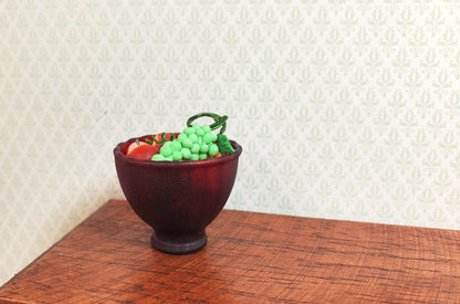 Dollhouse Dark Red Glass Bowl 1:12 Scale Miniature Decor