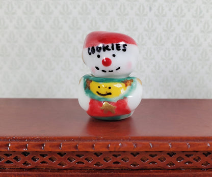 Dollhouse Ceramic Snowman Cookie Jar 1:12 Scale Miniature Dish