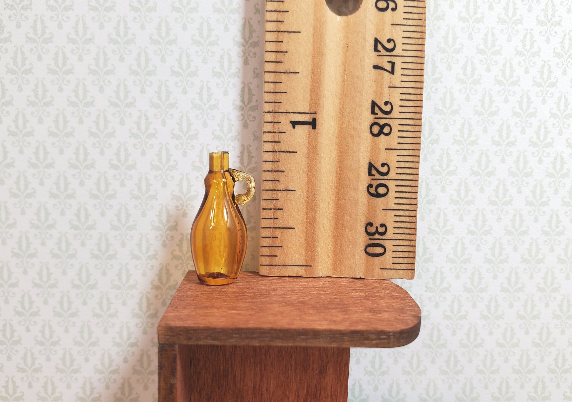 Dollhouse Amber Syrup Jug Bottle Jar Vase with Handle 13/16" 1:12 Scale