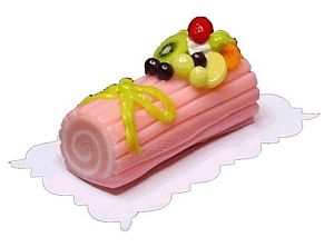 Dollhouse Pink Yule Log 1:12 Scale Miniature Dessert Food
