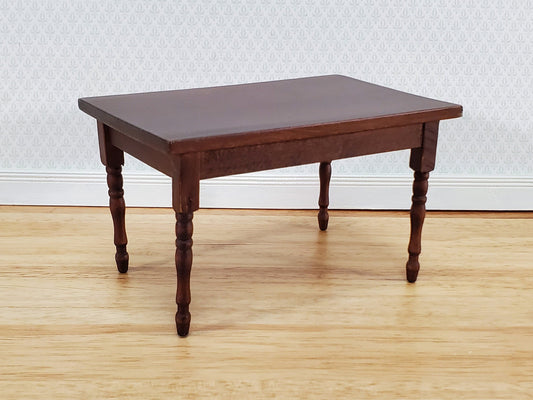 Dollhouse Table Kitchen or Dining Room Walnut Finish 1:12 Scale Miniature Wood Furniture
