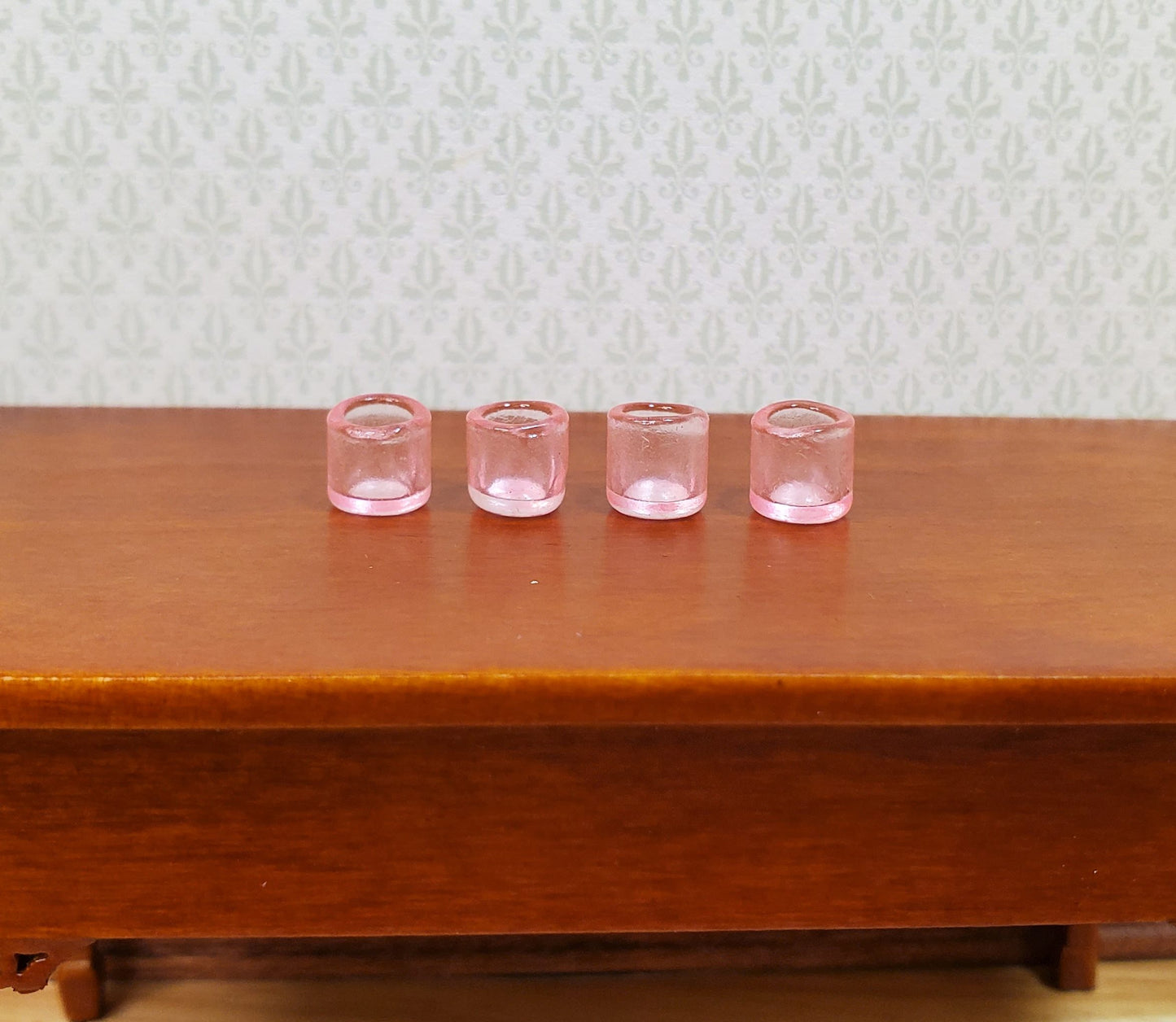 Dollhouse HALF SCALE Light Pink Glass Cup x4 1:24 Miniature Glasses Kitchen