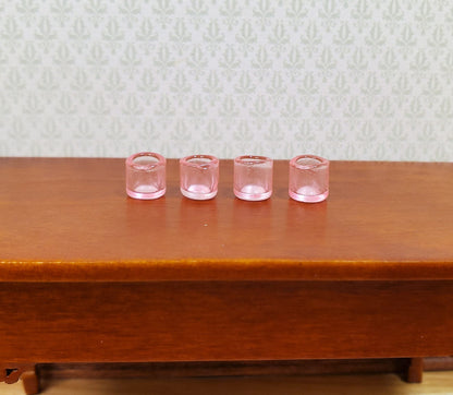 Dollhouse HALF SCALE Light Pink Glass Cup x4 1:24 Miniature Glasses Kitchen