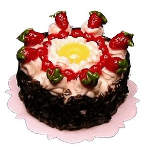 Dollhouse Strawberry Topped Pineapple Ring Cake 1:12 Scale Miniature Food Bakery