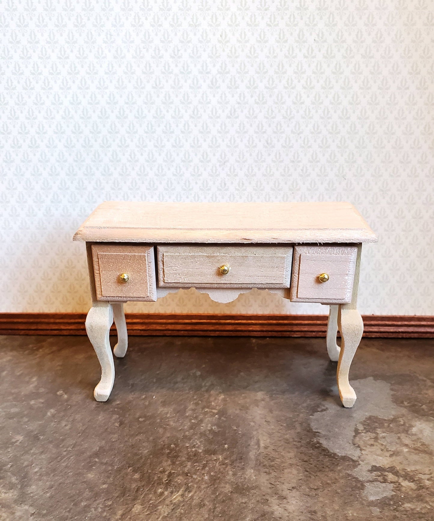 Dollhouse Miniature Writing Desk or Vanity Table Unpainted Wood 1:12 Scale