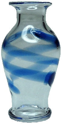 Dollhouse Blue Swirl Classic Pedestal Glass Vase 1:12 Scale Miniature Decor