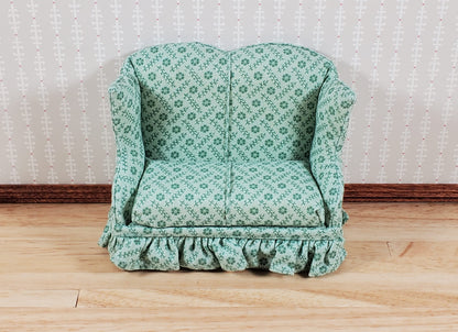 Dollhouse Small Loveseat Sofa Sage Green 1:12 Scale Miniature Furniture